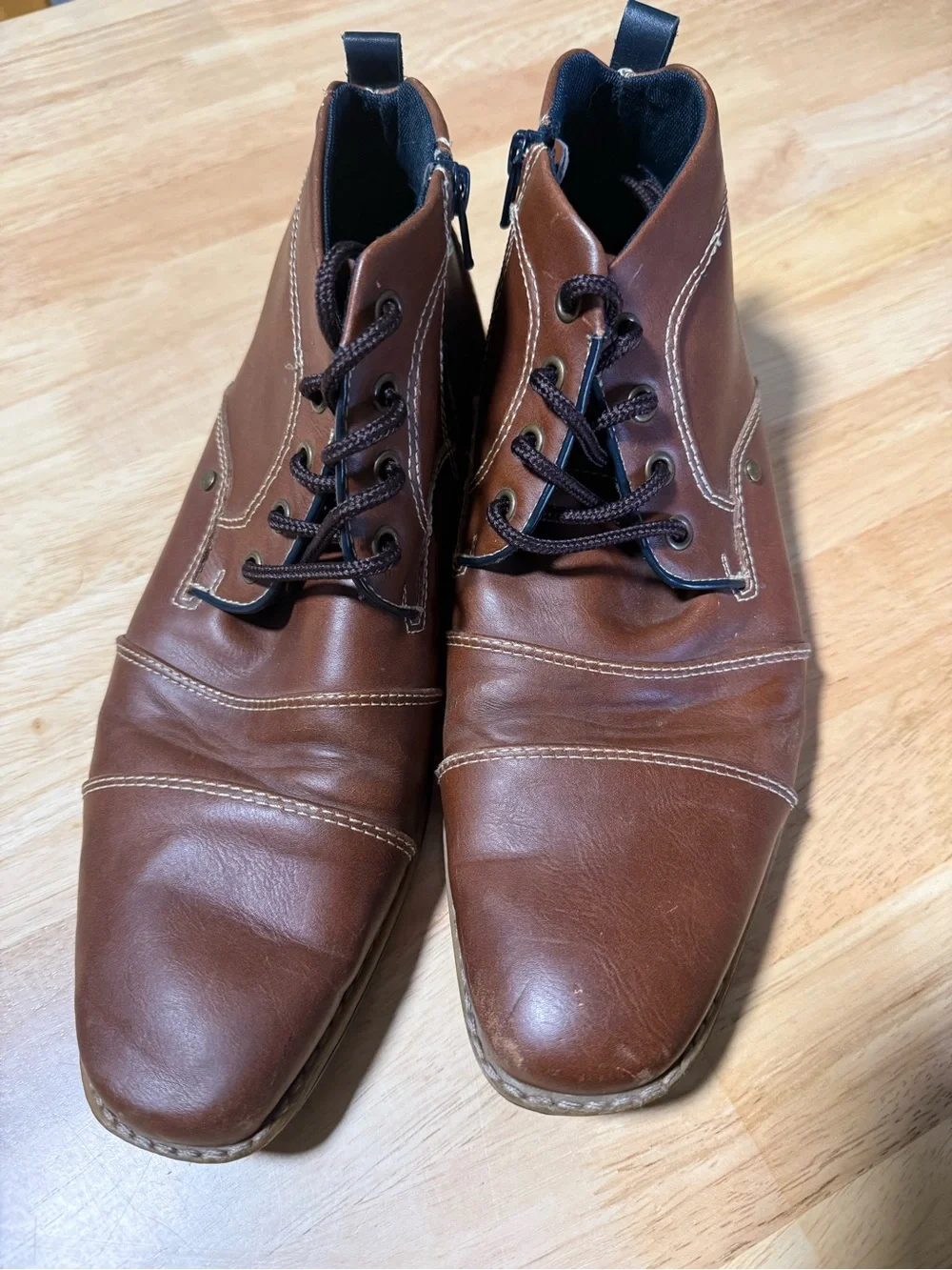 Apt. 9 Men’s Brown Cap Toe Lace Up Ankle Boots Side Zip Size 9